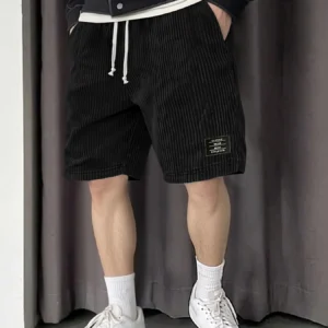 Men's Ribbed Black Training Shorts