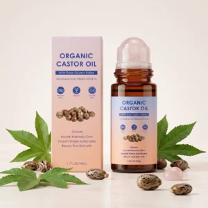 Organic Castor Oil Rose Quartz Roller Ball
