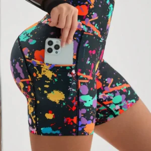 Splash Print Sports Shorts w/Pocket